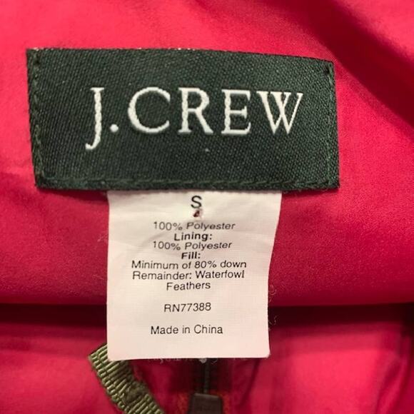 J. Crew Puffer Down Full Zip Button Berry Pink Vest | S - Picture 6 of 7
